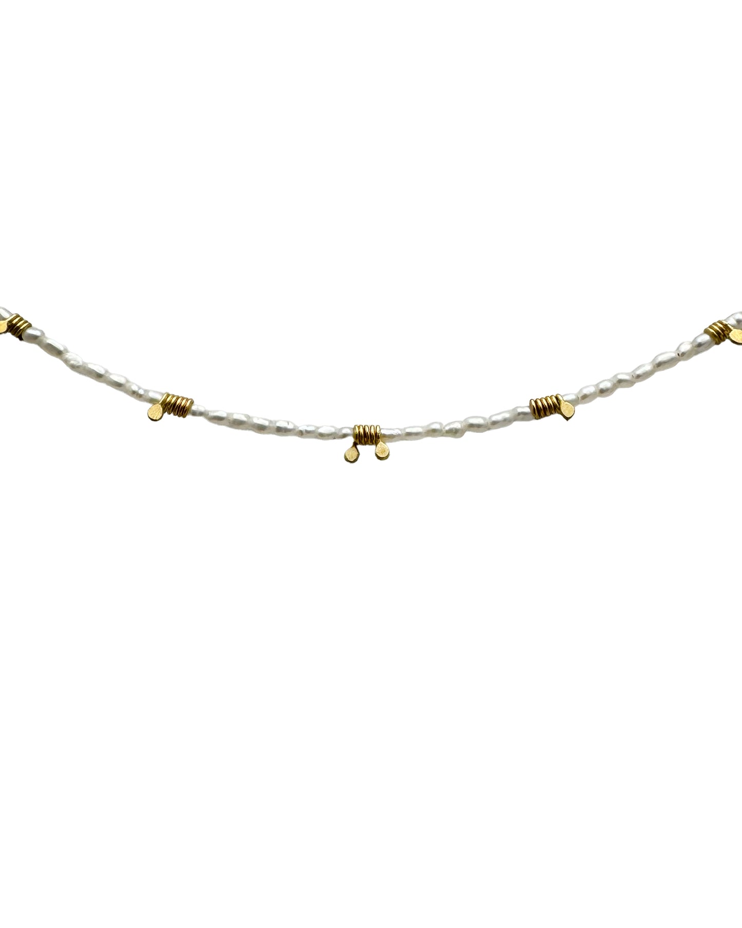18 KT Gold Coiled Freshwater Seed Pearl Necklace