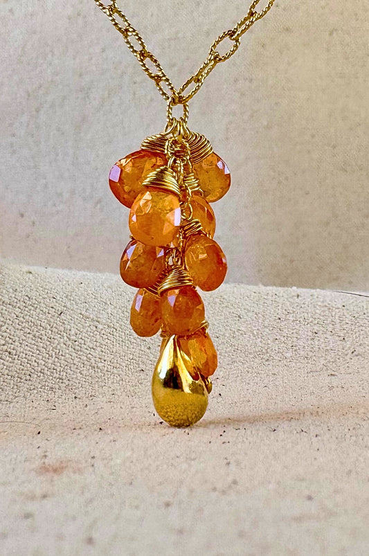 Redwood Raindrop Necklace with Spessartite