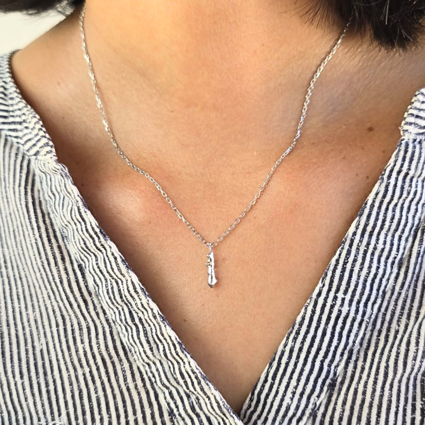 Wildfire Vertical Bar Silver Pendant