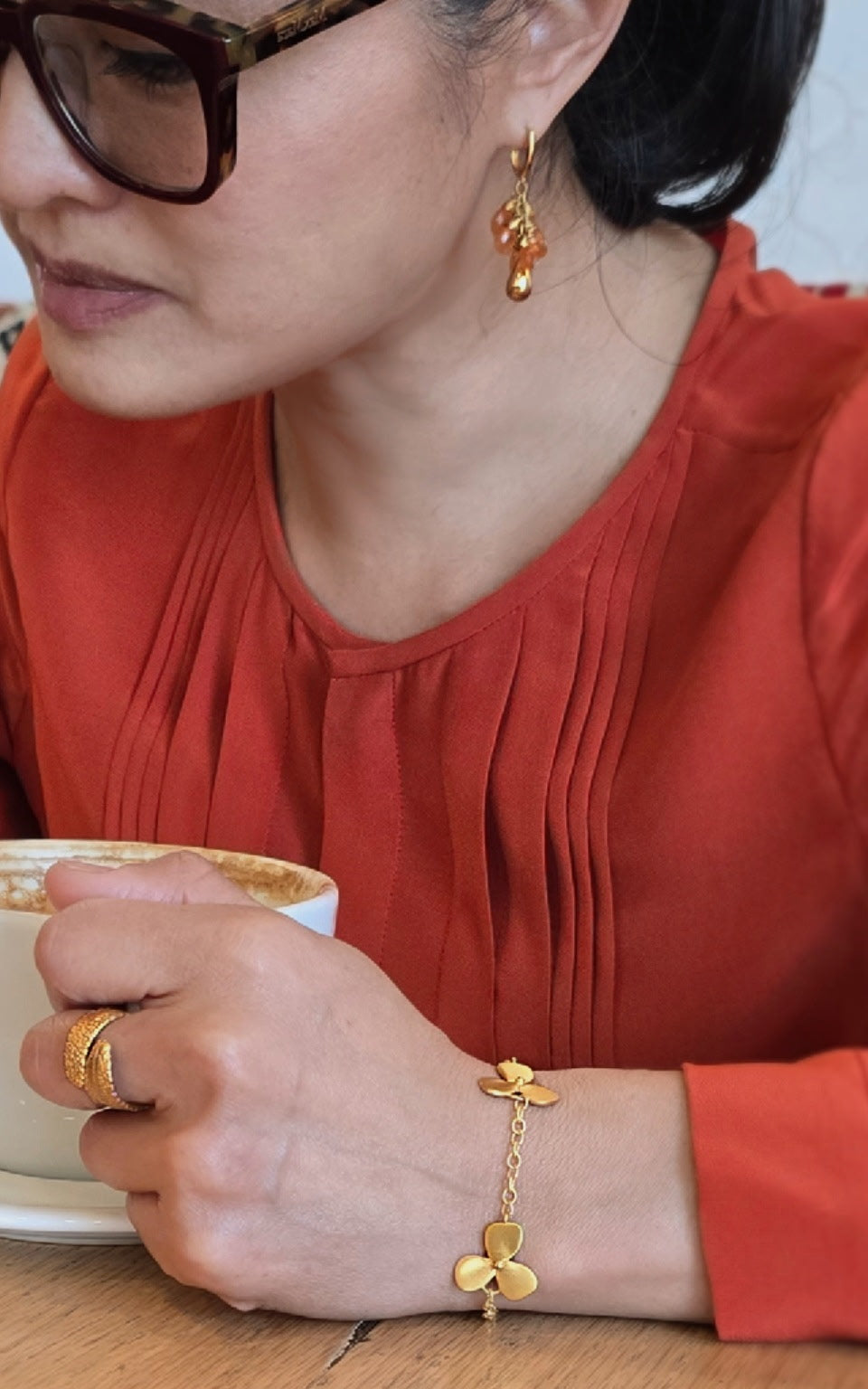 Redwood Raindrop Earrings with Spessartite