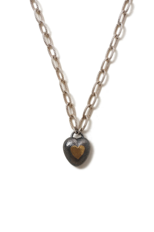 Heart Pebble Gold Keum Boo Necklace