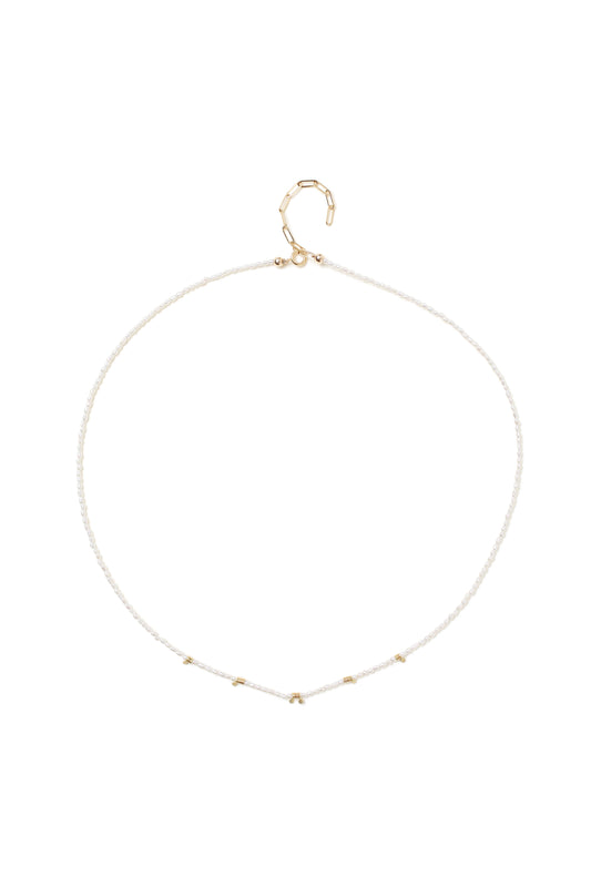 18 KT Gold Coiled Seed Pearl Necklace