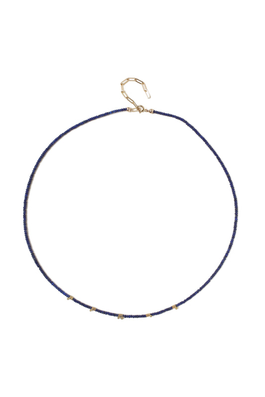 18 KT Gold Coiled Lapis Necklace