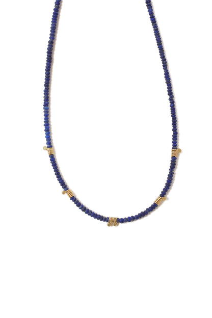 18 KT Gold Coiled Lapis Necklace