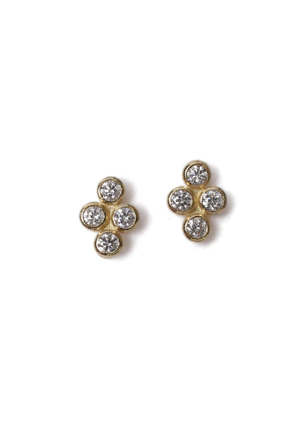 18 KT Gold 4 Clover Diamond Stud Earring