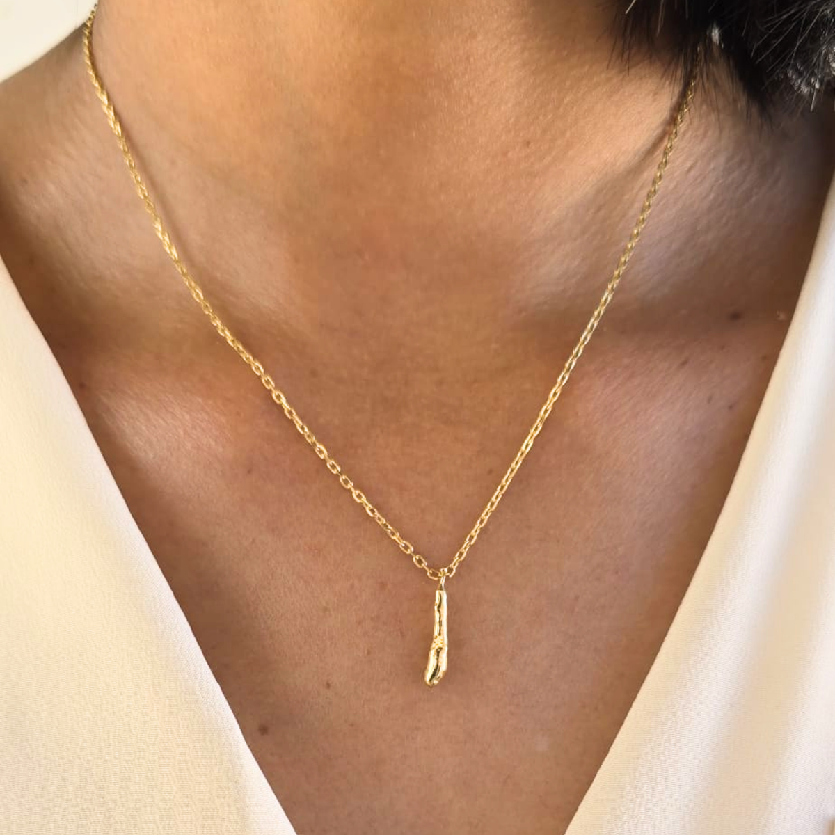 Wildfire Vertical Bar Gold Pendant