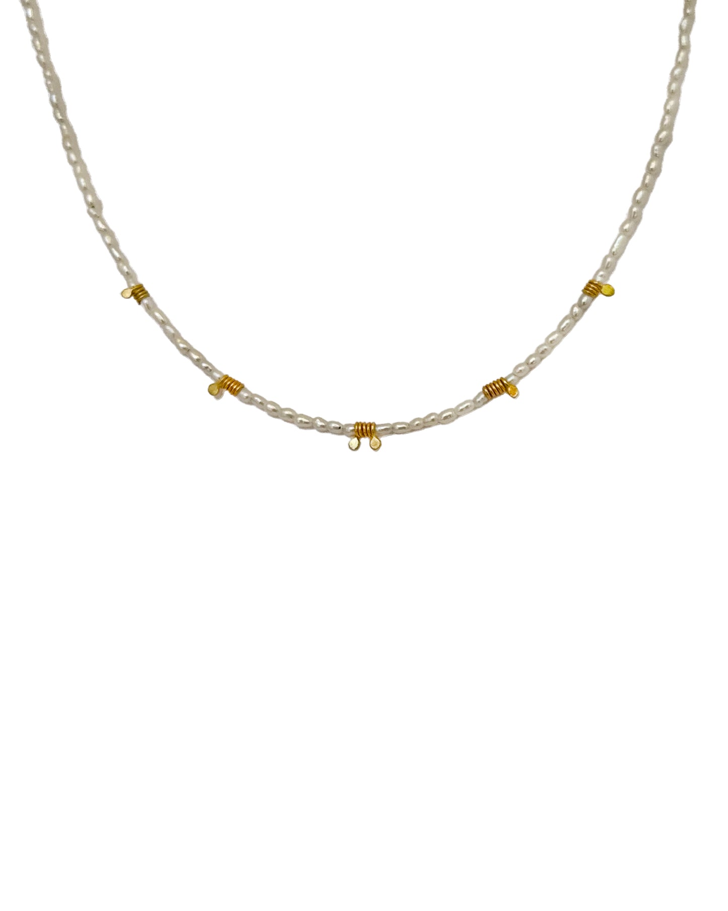 18 KT Gold Coiled Seed Pearl Necklace