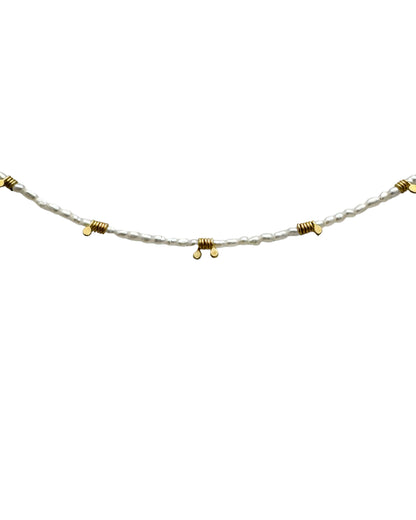 18 KT Gold Coiled Seed Pearl Necklace