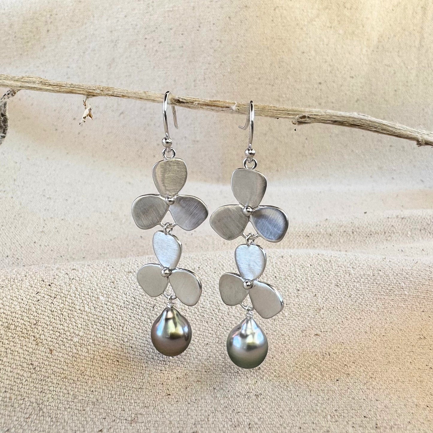 Violet Double Drop Earring with Pearl