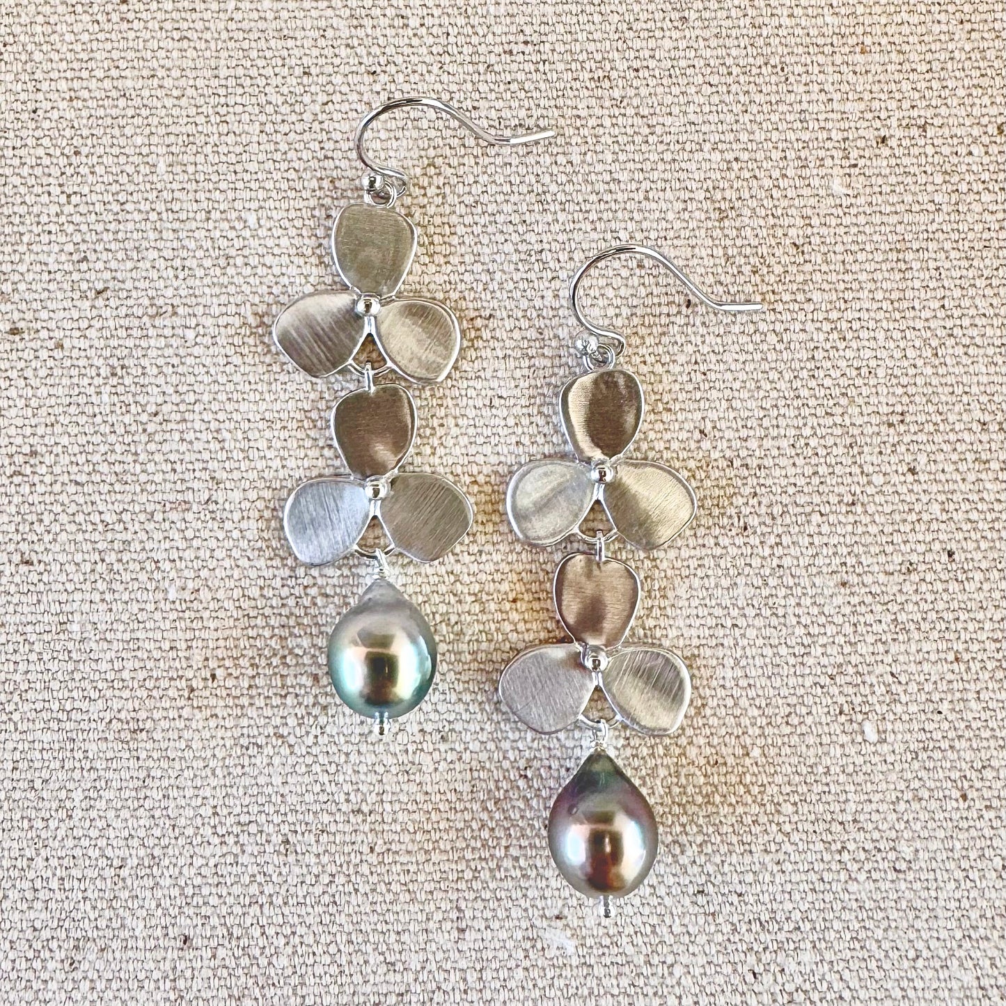 Violet Double Drop Earring with Pearl