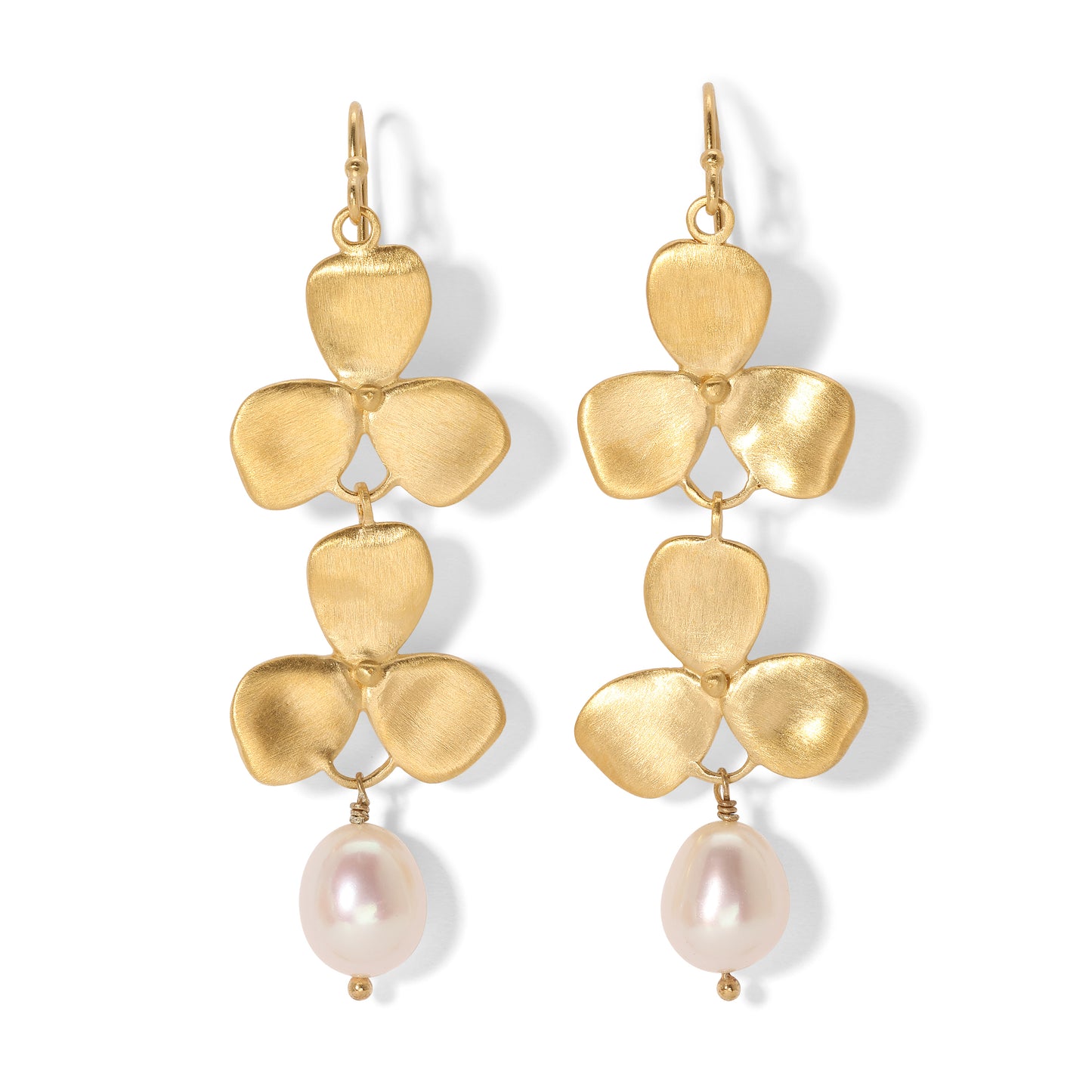 Double Violet Drop Earring with Pearl