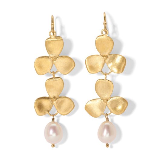 Double Violet Drop Earring with Pearl