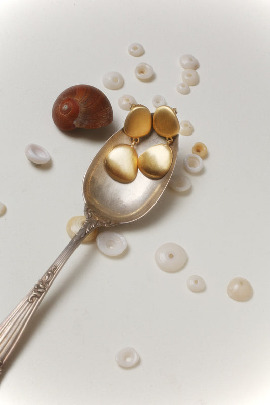 Sand Pebble Double Drop Earrings